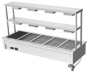 Culinaire CH.BM.D.GDD.5 5 Module Drop In Bain Marie with Double Heated Gantry & Heat Lamps