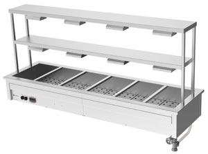Culinaire CH.BM.D.GDD.6 6 Module Drop In Bain Marie with Double Heated Gantry & Heat Lamps