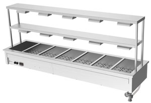 Culinaire CH.BM.D.GDD.7 7 Module Drop In Bain Marie with Double Heated Gantry & Heat Lamps