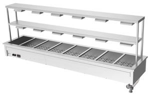 Culinaire CH.BM.D.GDD.8 8 Module Drop In Bain Marie with Double Heated Gantry & Heat Lamps