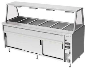 Culinaire CH.BMH.I.GA.6 6 Module Island Bain Marie Hot Cupboard with A Frame Gantry