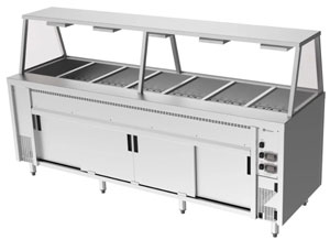 Culinaire CH.BMH.I.GA.7 7 Module Island Bain Marie Hot Cupboard with A Frame Gantry