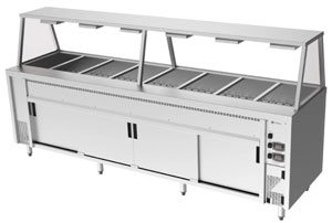 Culinaire CH.BMH.I.GA.8 8 Module Island Bain Marie Hot Cupboard with A Frame Gantry