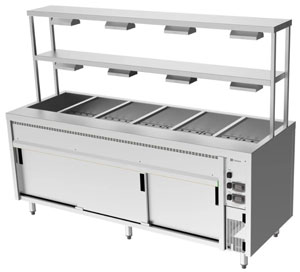 Culinaire CH.BMH.I.GDD.6 6 Module Island Bain Marie with Double Heated Gantry