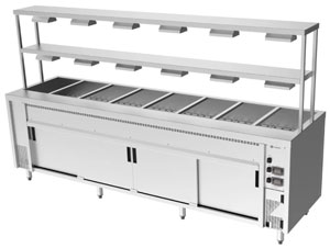 Culinaire CH.BMH.I.GDD.8 8 Module Island Bain Marie with Double Heated Gantry