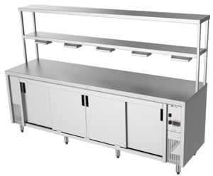 Culinaire CH.HC.I.GDB.7 7 Module Island Hot Cupboard with Double Heated Gantry & Heat Lamps