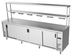 Culinaire CH.HC.I.GDB.8 8 Module Island Hot Cupboard with Double Heated Gantry & Heat Lamps