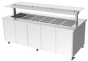 Culinaire CH.IBSS.BMC.U.GSF.6 6 Module Mobile Hot Food Buffet Display, Flat Glass Gantry, S/S Top & Panels