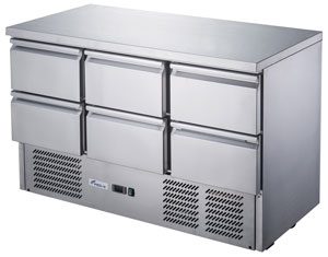 FED-X XGNS1300-6D Stainless Steel 6 Drawer Compact Workbench Fridge