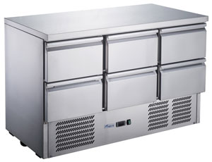 FED-X XGNS1300-6D Stainless Steel 6 Drawer Compact Workbench Fridge