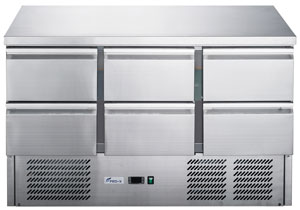 FED-X XGNS1300-6D Stainless Steel 6 Drawer Compact Workbench Fridge