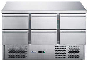 FED-X XGNS1300D-6D Stainless Steel 6 Drawer Salad Preparation Fridge