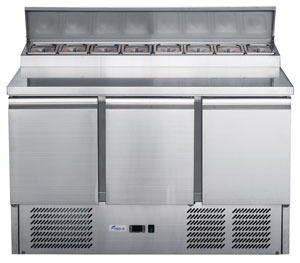 FED-X XGNS1300D Stainless Steel 3 Door Salad Prep Fridge