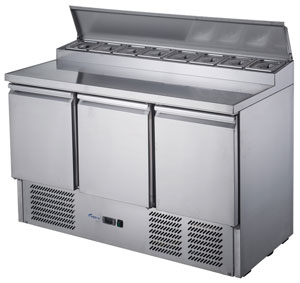 FED-X XGNS1300D Stainless Steel 3 Door Salad Prep Fridge