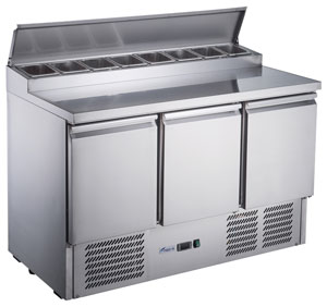 FED-X XGNS1300D Stainless Steel 3 Door Salad Prep Fridge