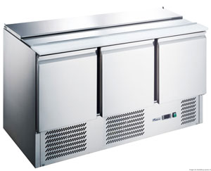 FED-X XGNS1300S Stainless Steel 3 Door Salad Prep Fridge