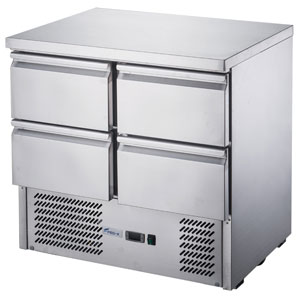 FED-X XGNS900-4D Stainless Steel 2 Drawer Compact Workbench Fridge