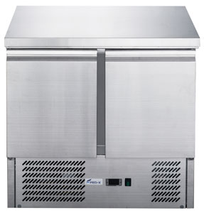FED-X XGNS900B Stainless Steel 2 Door Compact Workbench Fridge