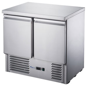 FED-X XGNS900B Stainless Steel 2 Door Compact Workbench Fridge