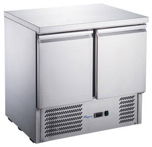 FED-X XGNS900B Stainless Steel 2 Door Compact Workbench Fridge