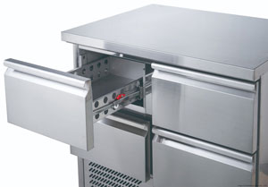 FED-X XGNS900-4D Stainless Steel 2 Drawer Compact Workbench Fridge