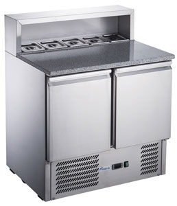 FED-X XGNS900E Stainless Steel 2 Door Marble Top Salad Prep Fridge