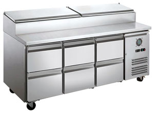 FED-X XSS7C18S3V-6D Stainless Steel 6 Drawer Salad Preparation Fridge