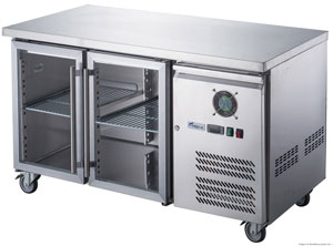 FED-X XUB6C13G2V Stainless Steel 2 Glass Door Underbench Fridge