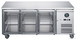 FED-X XUB6C18G3V Stainless Steel 3 Glass Door Underbench Fridge