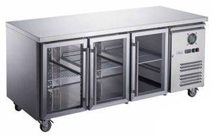 FED-X XUB6C18G3V Stainless Steel 3 Glass Door Underbench Fridge