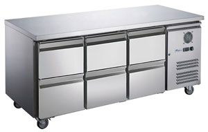 FED-X XUB7C18S3D SS 6 Door Drawers Underbench Fridge