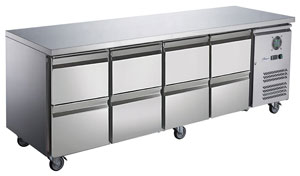 FED-X XUB7C22S4D SS 8 Door Drawers Underbench Fridge