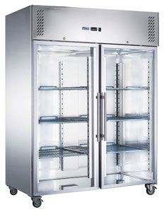 FED-X XURC1200G2V Stainless Steel 2 Full Glass Door Upright Fridge