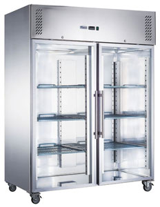 FED-X XURC1410G2V Stainless Steel 2 Full Glass Door Upright Fridge