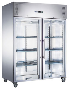 FED-X XURF1200G2V Stainless Steel 2 Full Glass Door Upright Freezer
