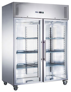 FED-X XURF1410G2V Stainless Steel 2 Full Glass Door Upright Fridge