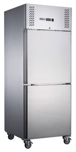 FED-X XURF600S1V Stainless Steel 2 Half Door Upright Freezer
