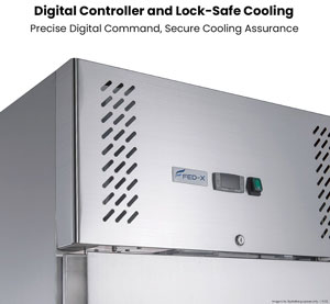 FED-X XURF600S1V Stainless Steel 2 Half Door Upright Freezer