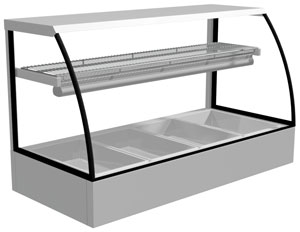 Festive Cornwall CB14 Curve Glass 1395mm Bain Marie Display Cabinet