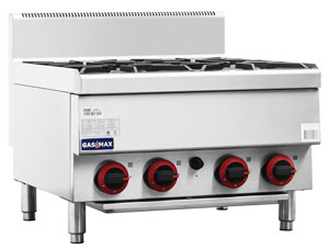 Gasmax JUS-TR-4B Benchtop 4 Burner Cooktop w/ Splashback