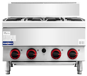 Gasmax JUS-TR-4B Benchtop 4 Burner Cooktop w/ Splashback