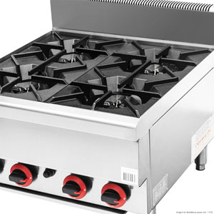Gasmax JUS-TR-4B Benchtop 4 Burner Cooktop w/ Splashback