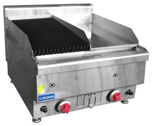 Gasmax JUS-TRGH60E Benchtop Combo Half Char & Half Griddle