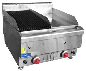 Gasmax JUS-TRGH60LPG Benchtop Gas Combo 1/2 Char & 1/2 Griddle