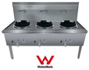 Gasmax WW-3NC Stainless Steel Gas Chimney Burner Triple Waterless Wok