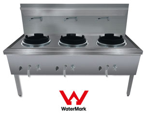 Gasmax WW-3N Stainless Steel Gas Waterless Triple Wok