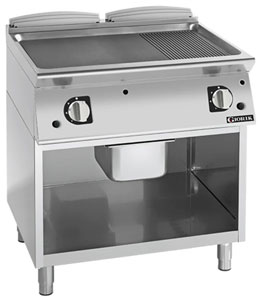 Giorik FMG741GFT 700 Series 800mm wide Open Base 1/3 Ribbed 2/3 Smooth Mild Steel Plate Gas Frytop