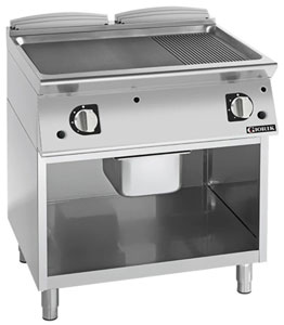Giorik FMG941GFT 900 Series 800mm wide 1/3 Ribbed 2/3 Smooth Mild Steel Gas Frytop Open Base