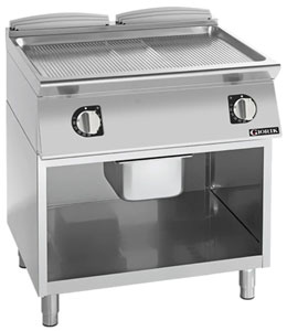 Giorik FRE741GCRXT 700 Series 800mm wide Ribbed Satin Chrome Gas Frytop