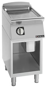 Giorik FRE92GCRXT 900 Series 400mm wide Open Base Ribbed Satin Chrome Electric Frytop